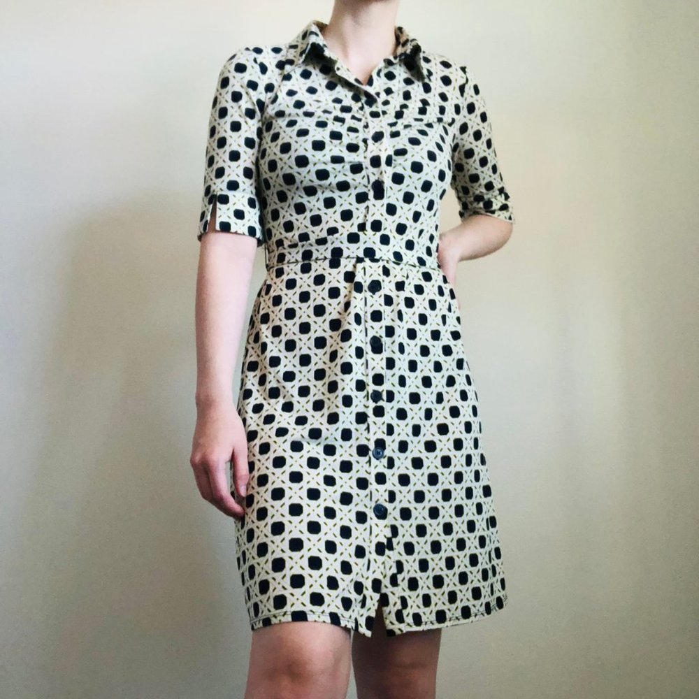 Laundry Blue and Neon Green Collar Dress